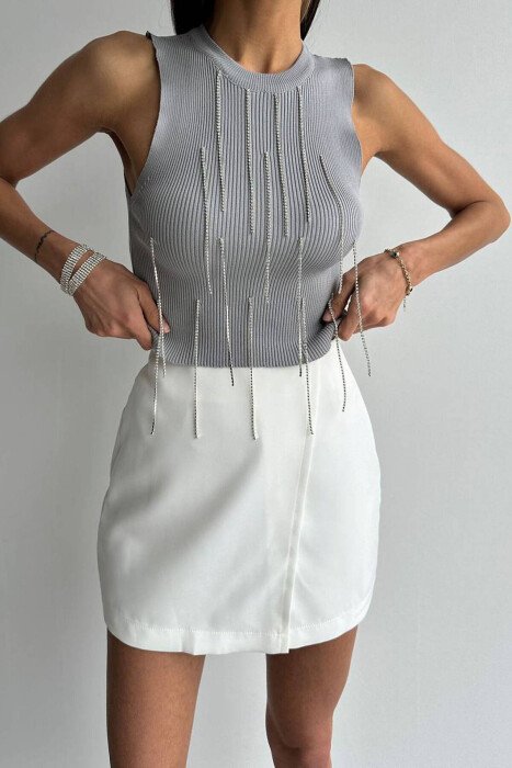 STONES SIMPLE WOMAN TOP GREY/GRI - KLAUDIO FASHION