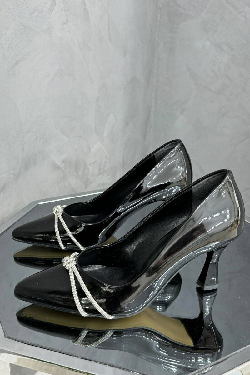 STONES SPARKLE WOMAN HEELS GLOSSY BLACK-ZEZE SHKELQIM - 2