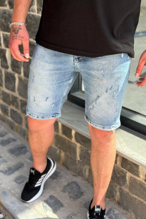 STRAIGHT MAN SHORT JEANS BLUE/BLU - KLAUDIO FASHION