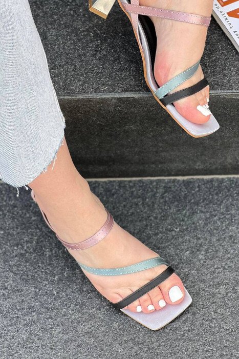 STRAPPY LOW HEELED WOMEN SANDALS GREY/GRI - 2