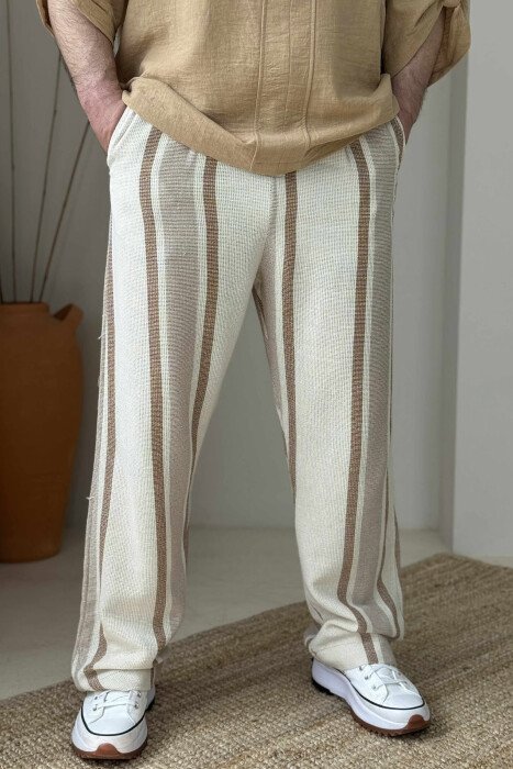 STRAPS SIMPLE MEN PANTS BEIGE/BEZHE - KLAUDIO FASHION
