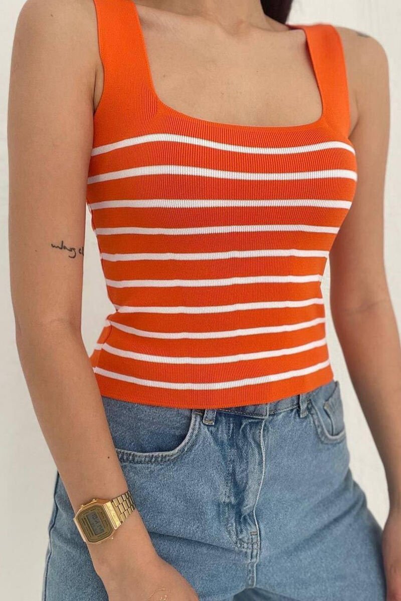 STRAPSAND LINES WOMAN TOP DARK ORANGE/ PEE - 1