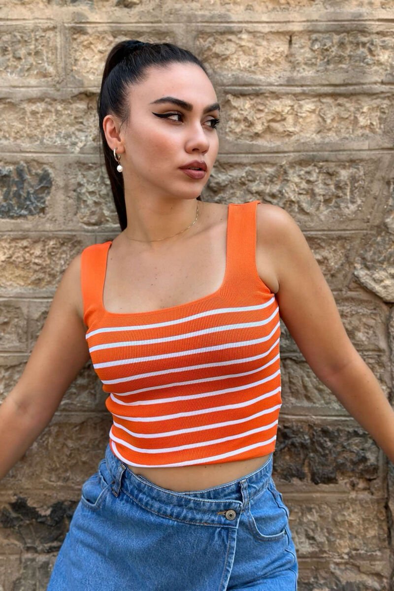 STRAPSAND LINES WOMAN TOP ORANGE/PORTOKALLI - 1