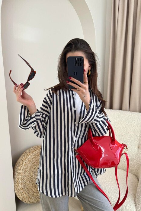 STRIPE DESIGN LONG SLEEVE WOMEN SHIRT BLUE/BLU - 2