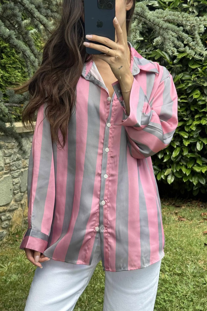 STRIPE DESIGN LONG SLEEVE WOMEN SHIRT MULTIPLE/SHNGJ - 7