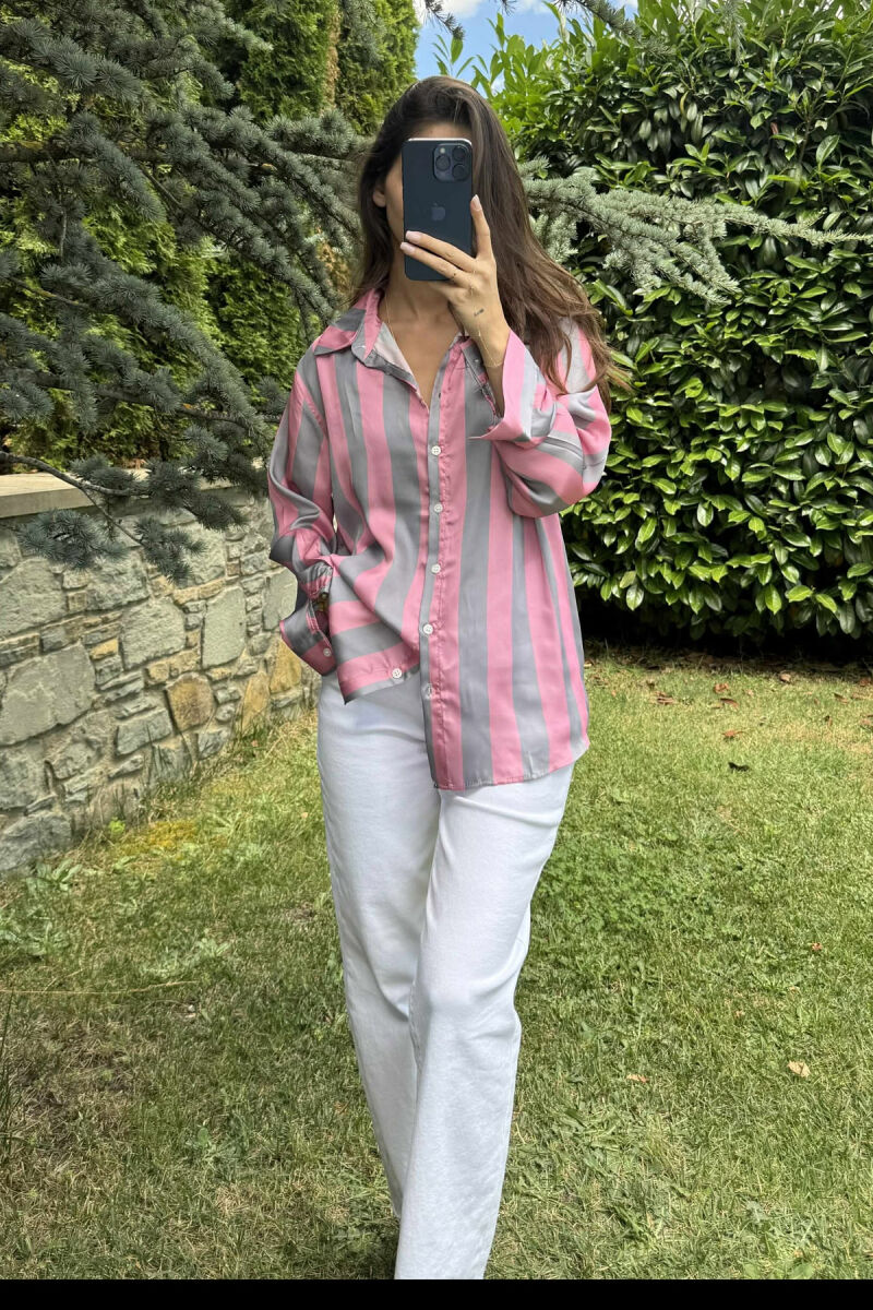 STRIPE DESIGN LONG SLEEVE WOMEN SHIRT MULTIPLE/SHNGJ - 8