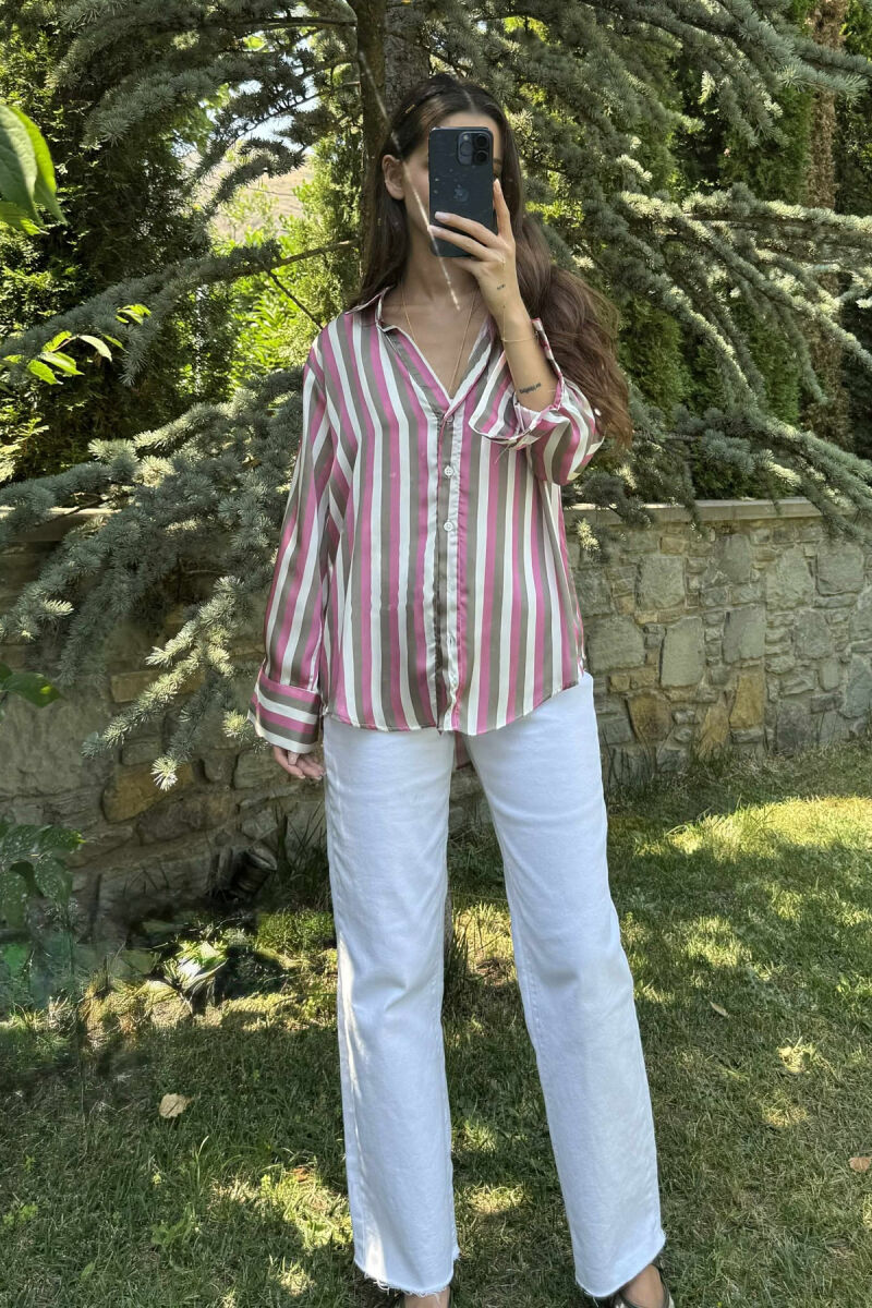 STRIPE DESIGN LONG SLEEVE WOMEN SHIRT MULTIPLE/SHNGJ - 6