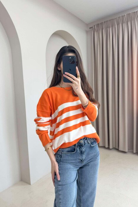 TRIKO ME VIJA PËR FEMRA NË NGJYRËN PORTOKALLI - KLAUDIO FASHION