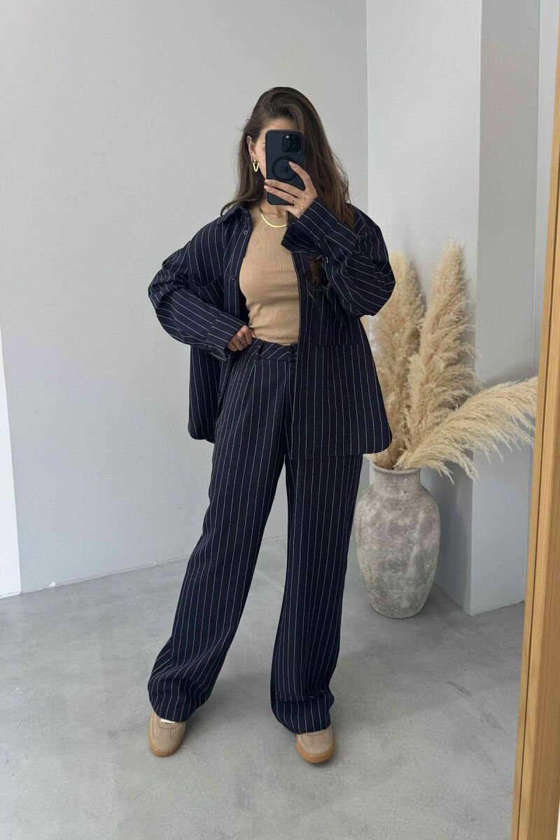 STRIPE DESIGN SHIRT+TROUSERS WOMEN SET BLUE/BLU - 2