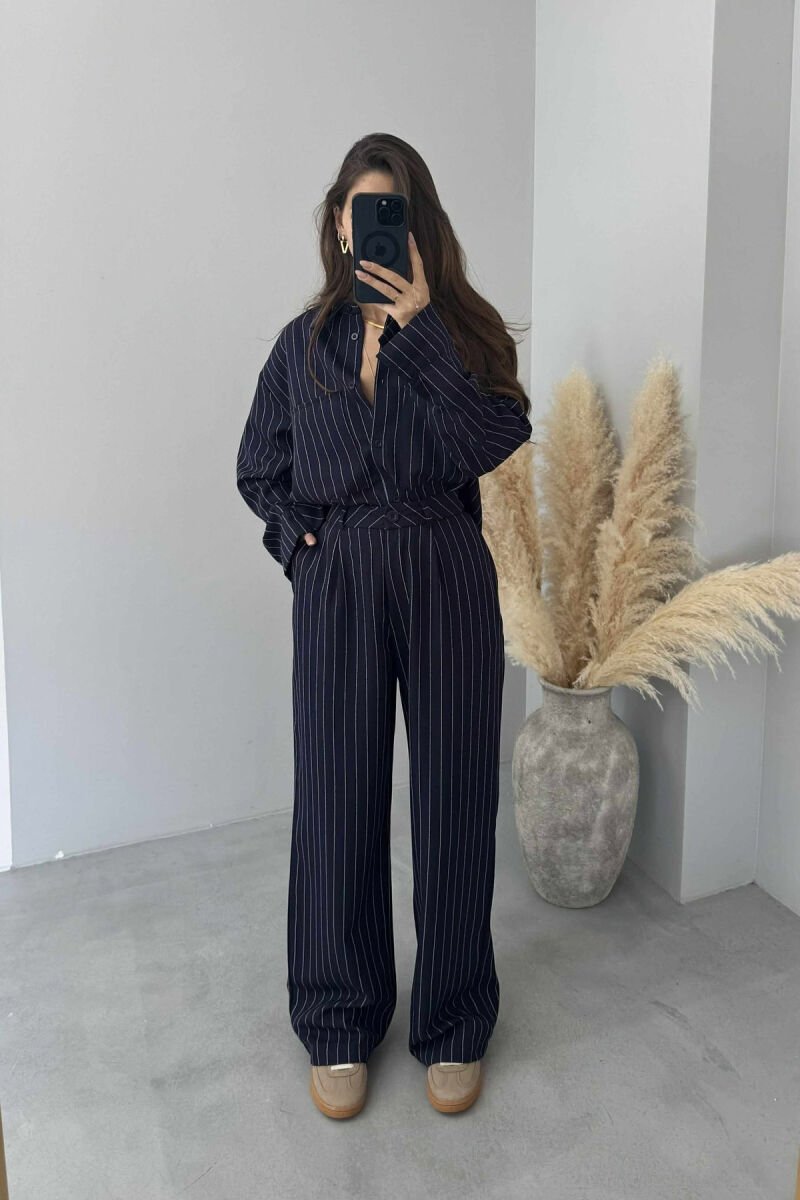 STRIPE DESIGN SHIRT+TROUSERS WOMEN SET BLUE/BLU - 3