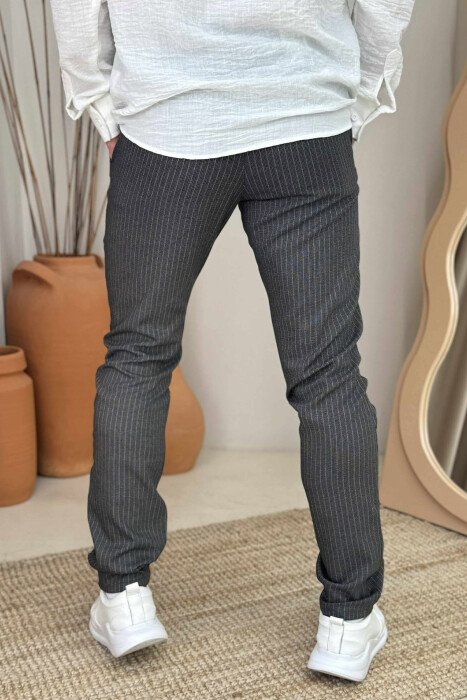 STRIPE DESIGN SIMPLE MEN PANTS BROWN/KAFE - 2