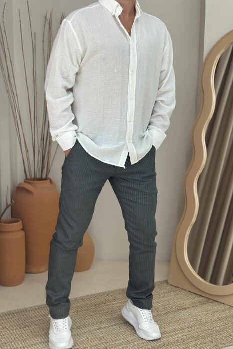 STRIPE DESIGN SIMPLE MEN PANTS DARK GREEN/JEE 