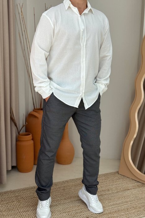 STRIPE DESIGN SIMPLE MEN PANTS GREY/GRI - 1