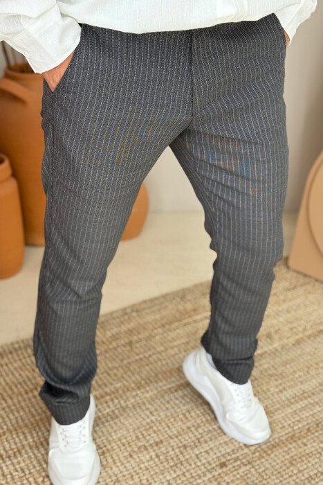 STRIPE DESIGN SIMPLE MEN PANTS GREY/GRI - 3