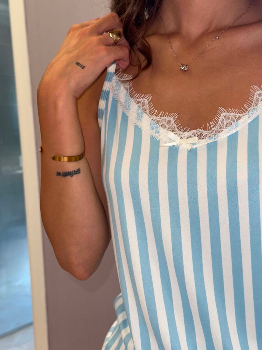 STRIPE DESIGN TANK TOP+SHORTS WOMEN PYJAMAS LIGHTBLUE/BZ - 2