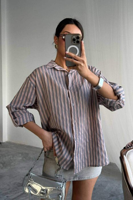 STRIPE DESIGN WOMAN SHIRT VINEGAR/UTHULL - 4