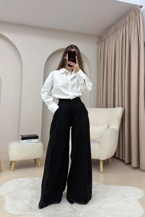 STRIPE DETAIL WOMAN TROUSERS BLACK/ E ZEZE - 2