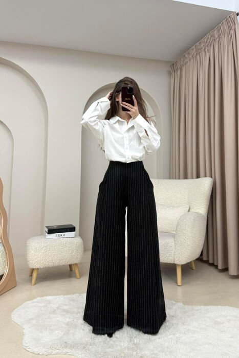 STRIPE DETAIL WOMAN TROUSERS BLACK/ E ZEZE - 3