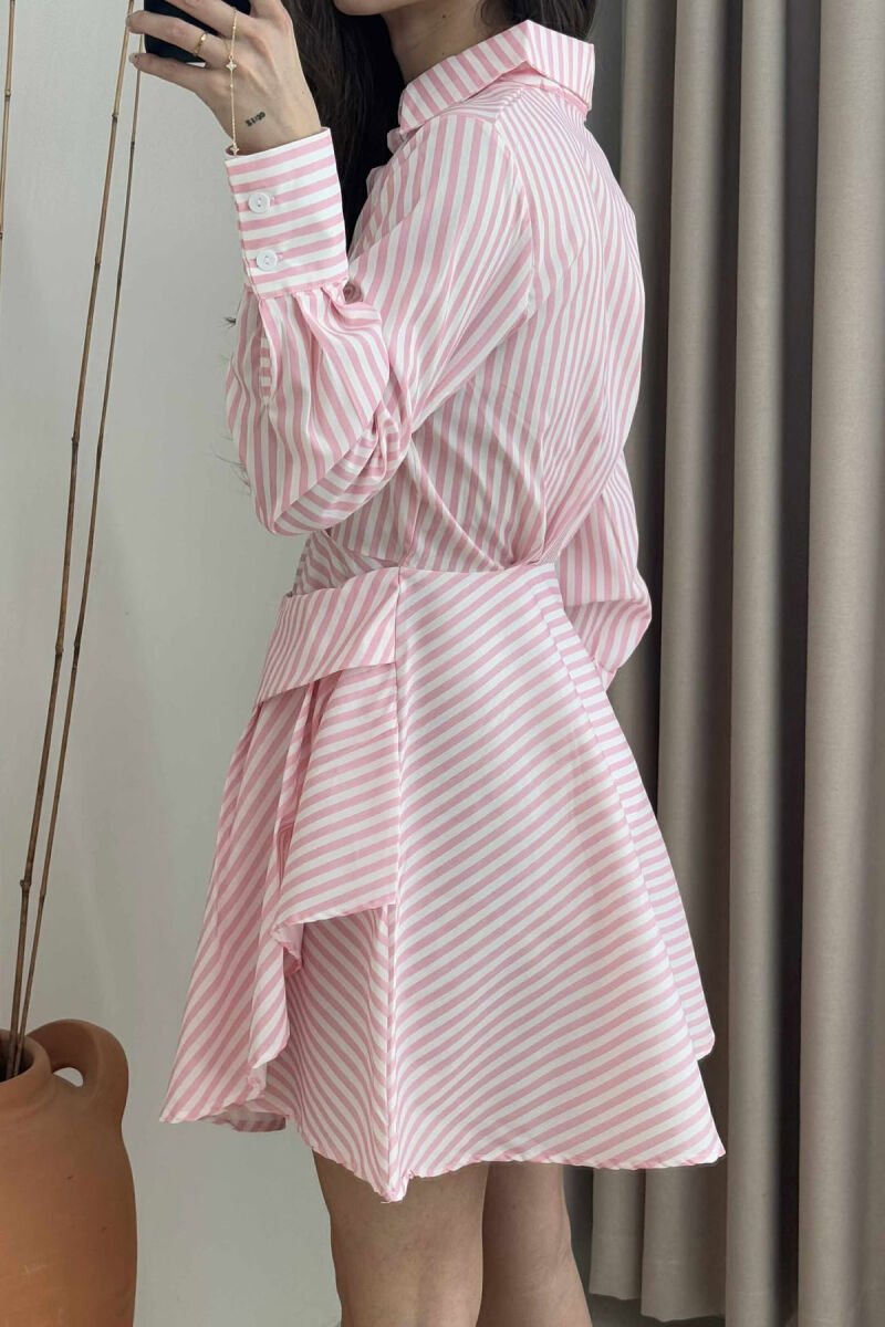 STRIPE POLO NECK WOMEN DRESS PINK/ROZE - 5