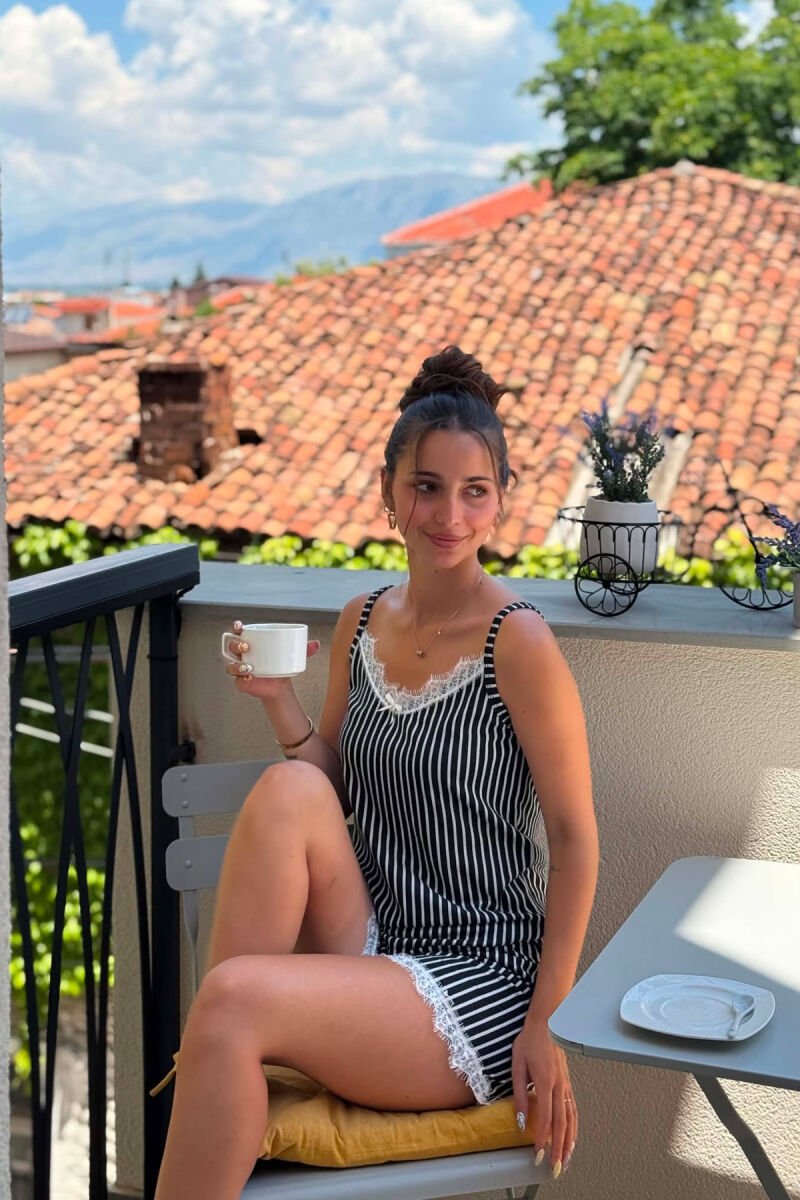 STRIPE TANK TOP+SHORTS WOMEN PYJAMAS BLACK/ E ZEZE - 1