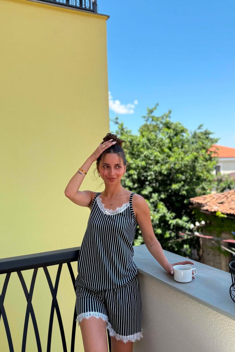 STRIPE TANK TOP+SHORTS WOMEN PYJAMAS BLACK/ E ZEZE - 3