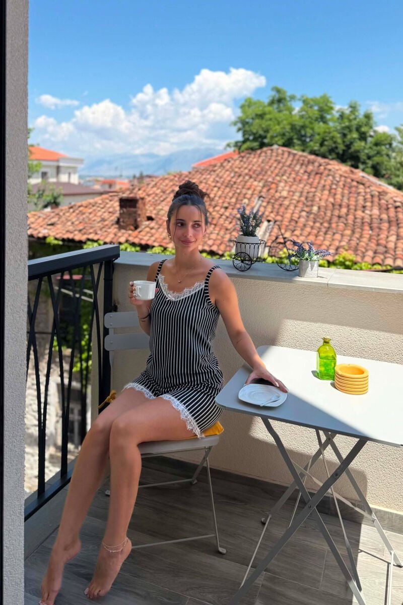 STRIPE TANK TOP+SHORTS WOMEN PYJAMAS BLACK/ E ZEZE - 4