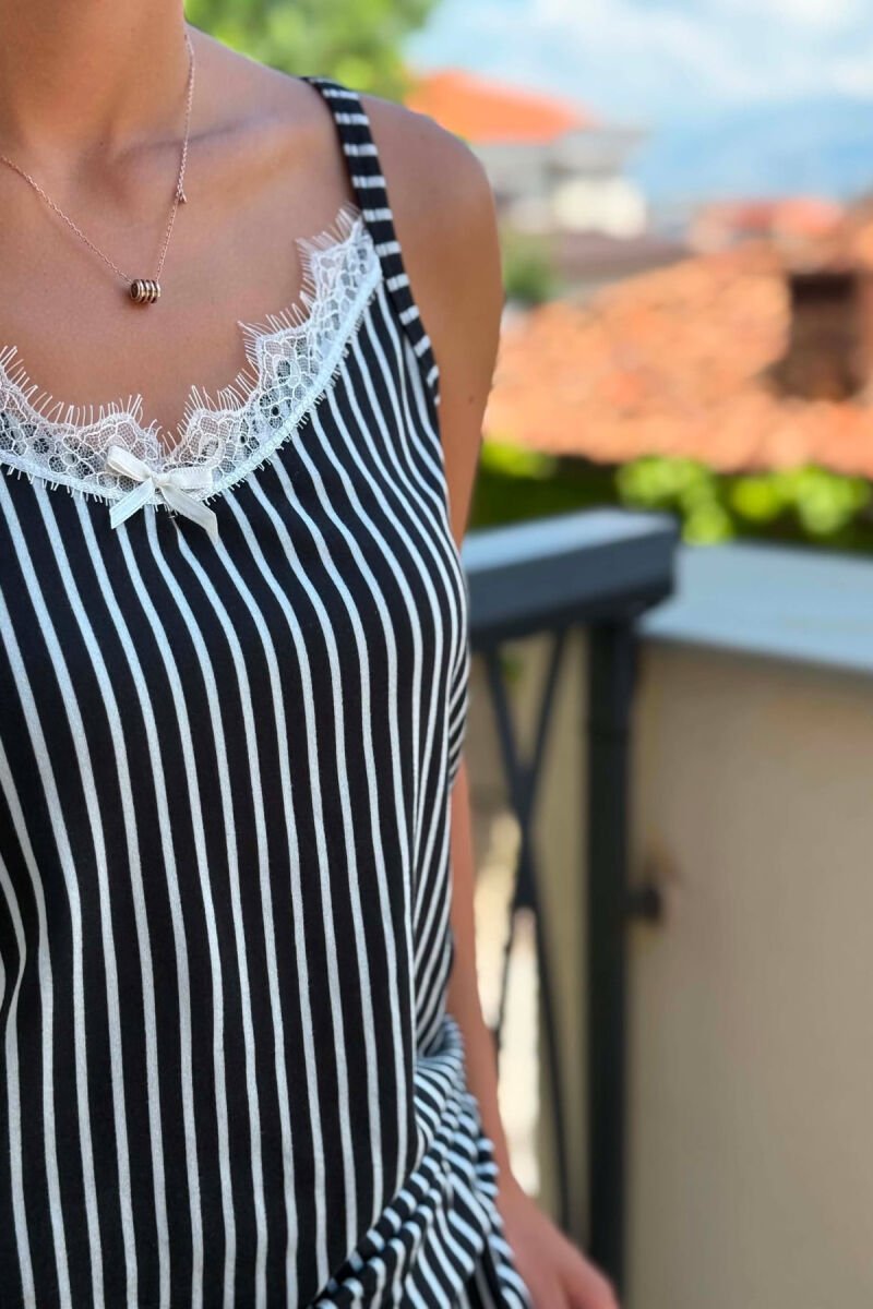 STRIPE TANK TOP+SHORTS WOMEN PYJAMAS BLACK/ E ZEZE - 5