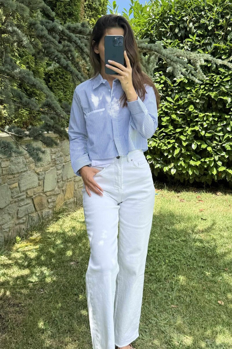 STRIPED CROPPED WOMEN SHIRT LIGHTBLUE/BZ - 4