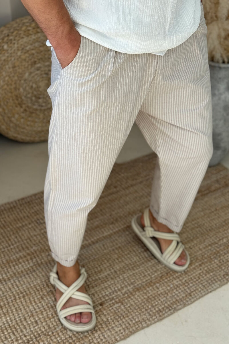 STRIPED LACINGS MEN PANTS LIGHT BEIGE/BZHZB - 3
