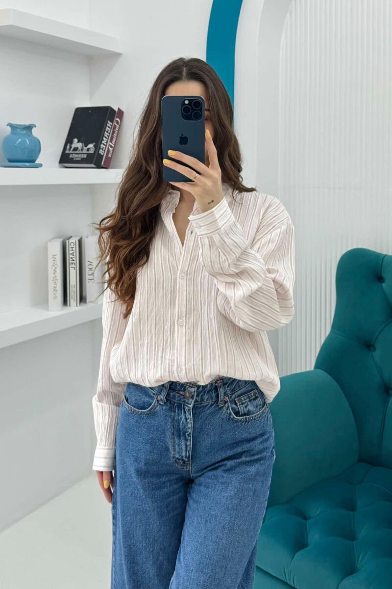 STRIPED LONG SLEEVES WOMEN SHIRT POWDER/PUDER - 2