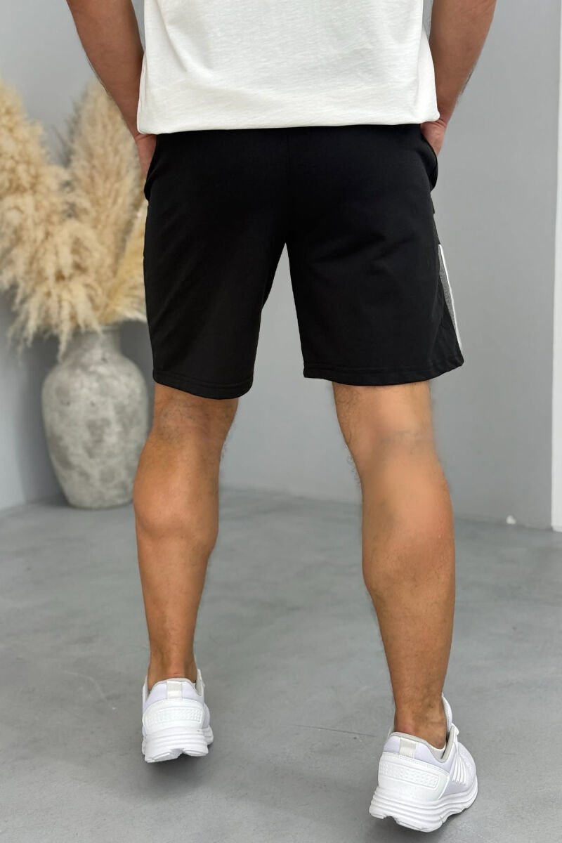 STRIPED MEN SHORT SWEATPANTS BLACK/ E ZEZE - 3