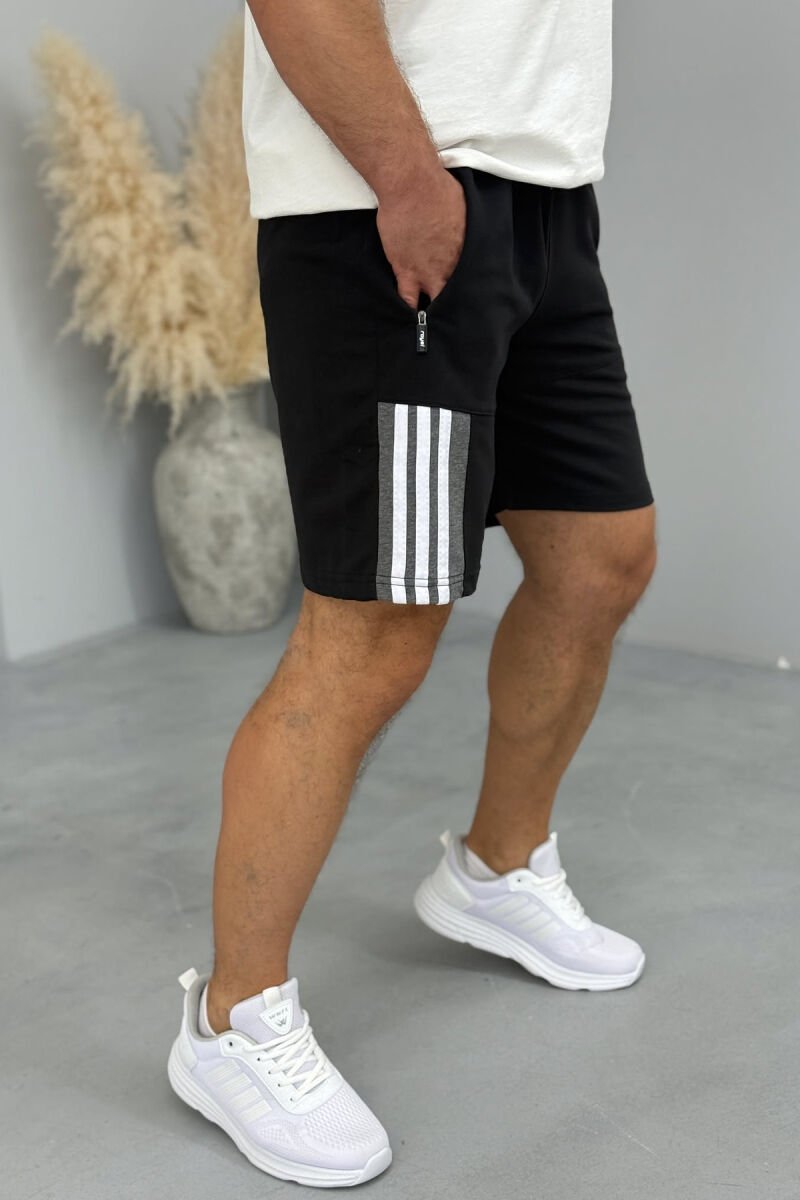 STRIPED MEN SHORT SWEATPANTS BLACK/ E ZEZE - 4