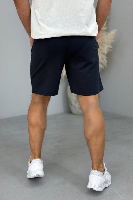 STRIPED MEN SHORT SWEATPANTS DARK BLUE/BEE - 4