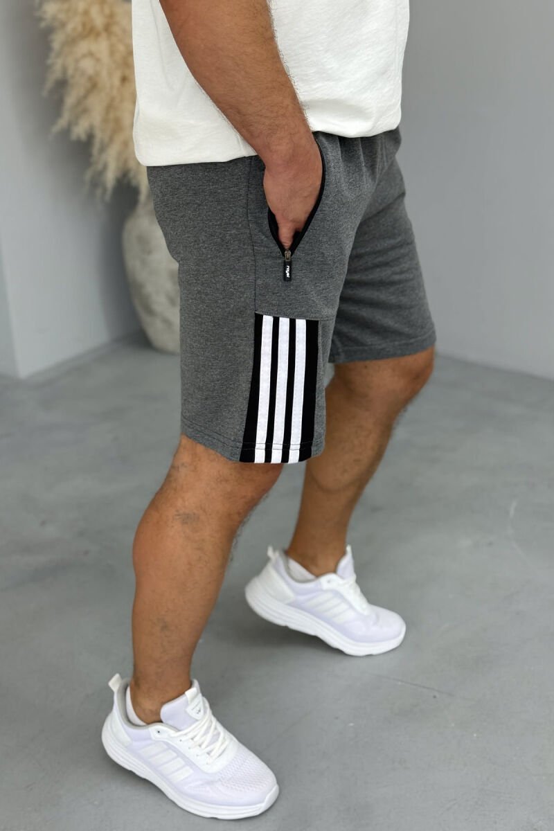 STRIPED MEN SHORT SWEATPANTS DARK GREY/GEE - 4