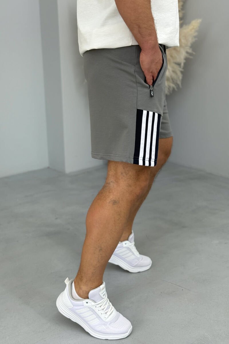 STRIPED MEN SHORT SWEATPANTS GREY ASH/GRI HIRI - 4
