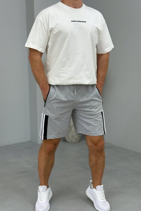 STRIPED MEN SHORT SWEATPANTS GREY/GRI 