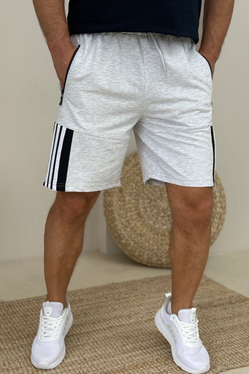 STRIPED MEN SHORT SWEATPANTS LIGHT GREY/GZ - 2