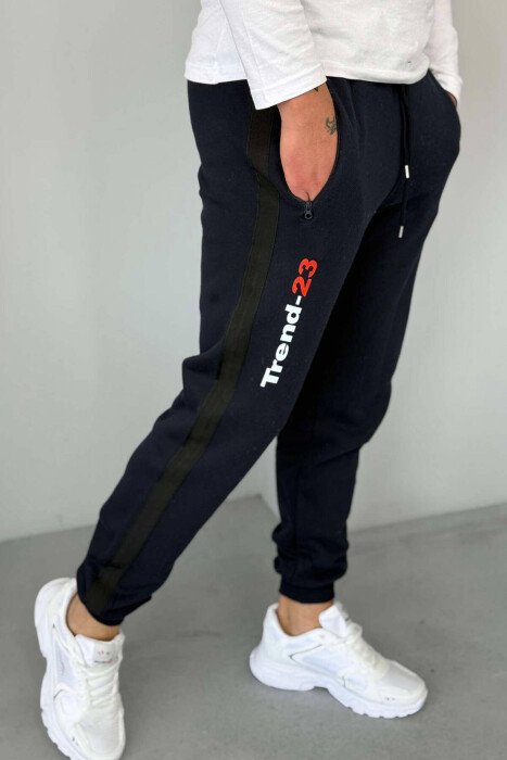 ONE COLOR STRIPED MEN SWEATPANTS BLUE/BLU - 1