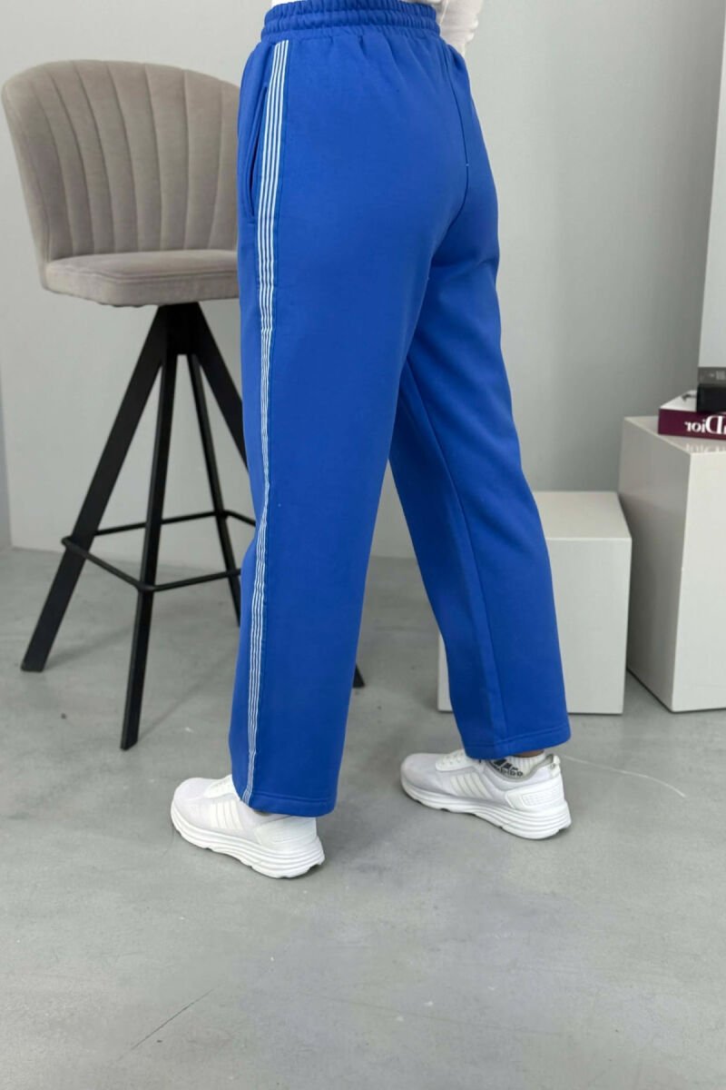STRIPED ONE COLOR FLUFFY WOMEN SWEATPANTS BLUE/BLU - 4