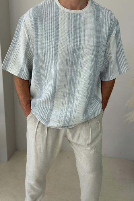 STRIPED SIMPLE MEN T-SHIRT LIGHT GREY/GZ - 2