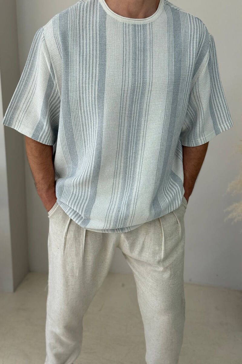 STRIPED SIMPLE MEN T-SHIRT LIGHT GREY/GZ - 2