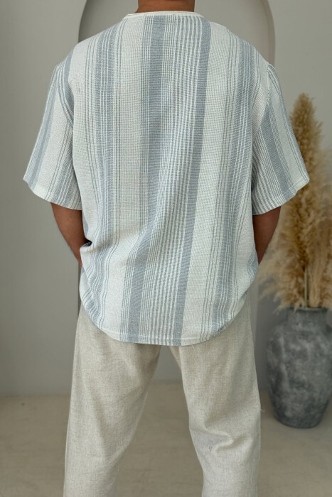 STRIPED SIMPLE MEN T-SHIRT LIGHT GREY/GZ - 3