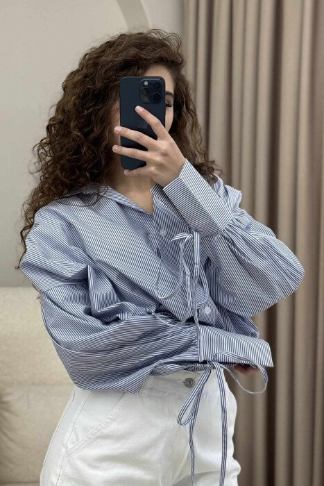 STRIPED SIMPLE WOMEN SHIRT LIGHTBLUE/BZ - 1