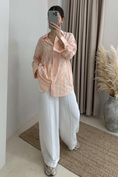 STRIPED SIMPLE WOMEN SHIRT POWDER/PUDER - 2