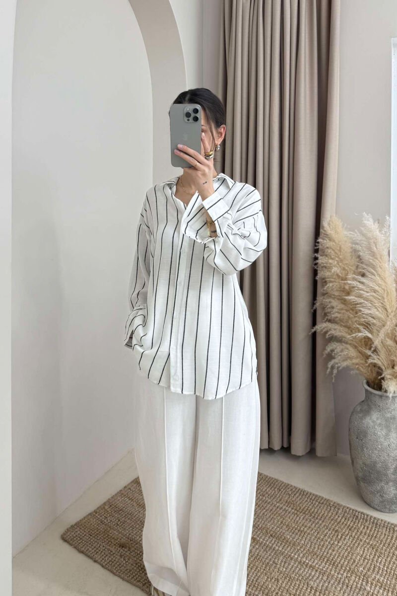 STRIPED SIMPLE WOMEN SHIRT WHITE-E BARDHE - 1