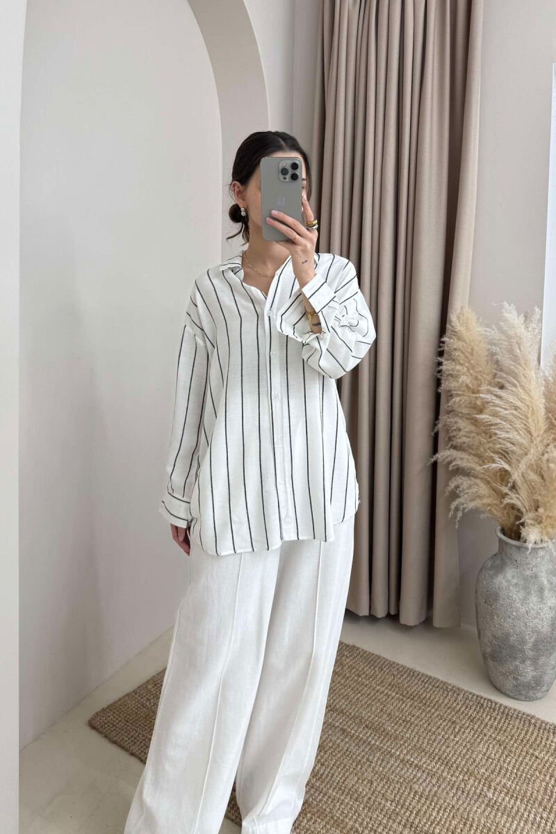 STRIPED SIMPLE WOMEN SHIRT WHITE-E BARDHE - 2