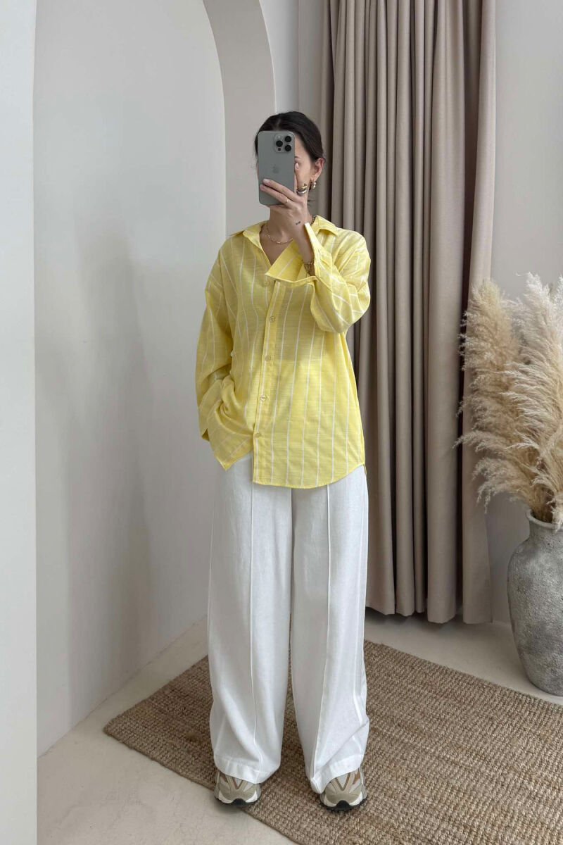 STRIPED SIMPLE WOMEN SHIRT YELLOW/E VERDHE - 1