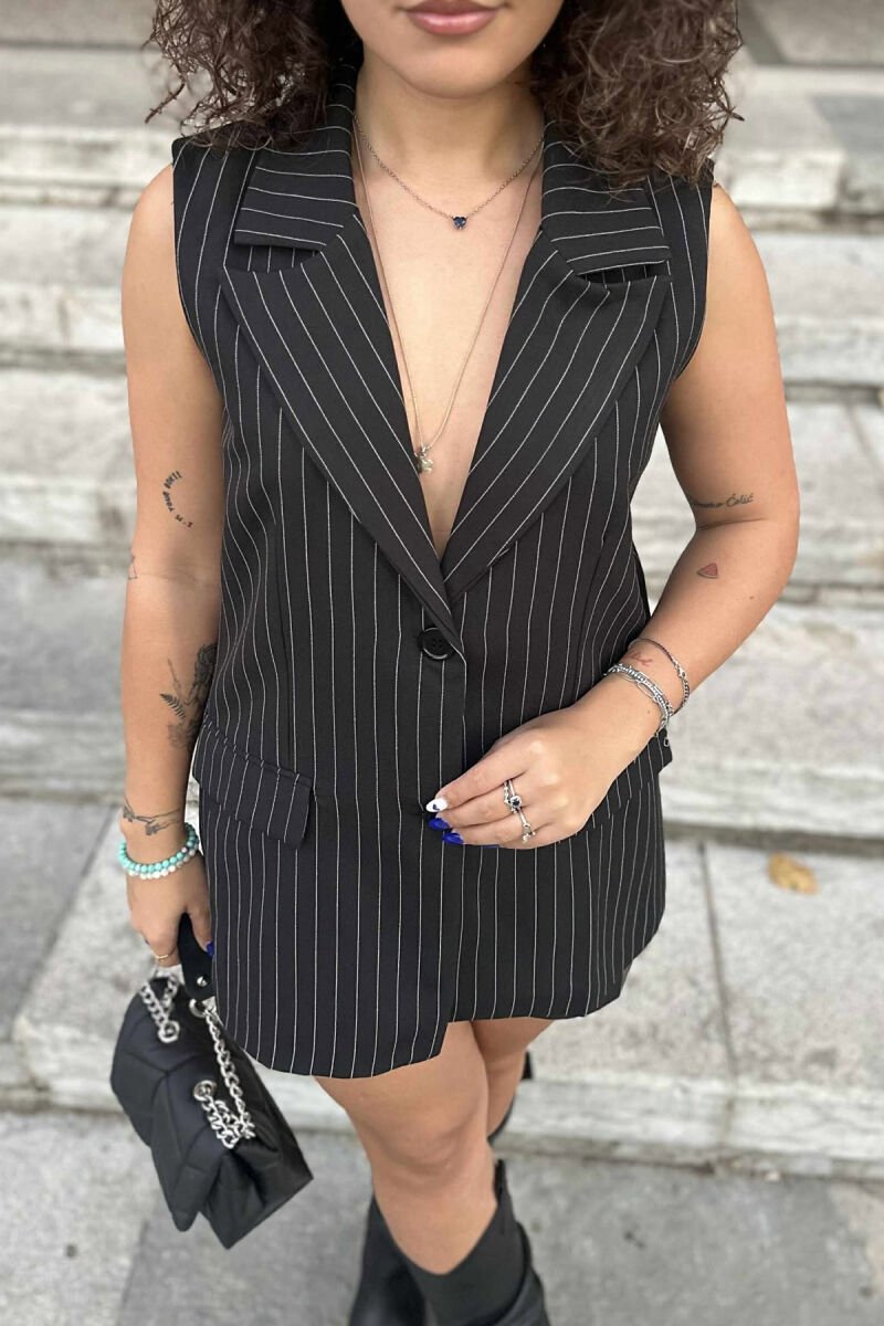 STRIPED SLEEVELESS WOMEN VEST BLACK/ E ZEZE - 4