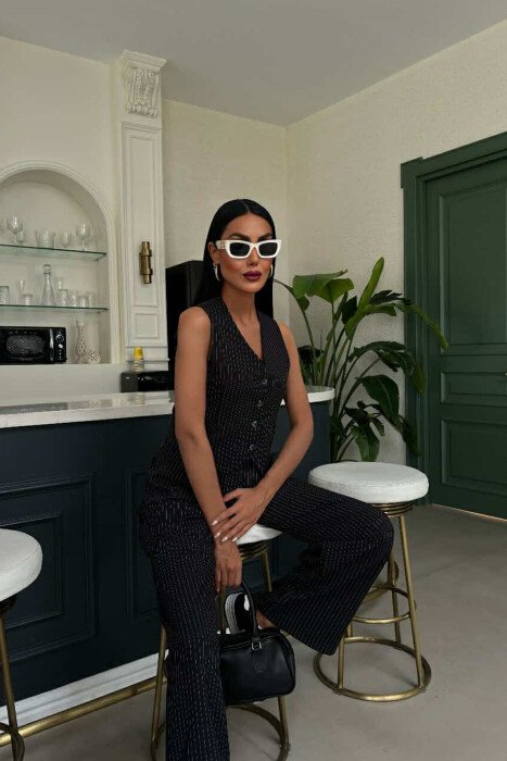 STRIPED VEST+TROUSERS WOMEN SET BLACK/ E ZEZE - 1
