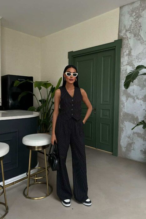 STRIPED VEST+TROUSERS WOMEN SET BLACK/ E ZEZE - 6